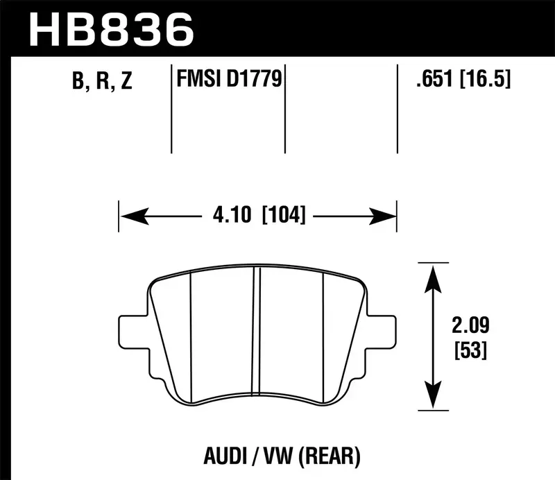 Hawk Hps 5.0 High-Performance Brake Pads – 0.651" Thickness (Hb836B.651) 1