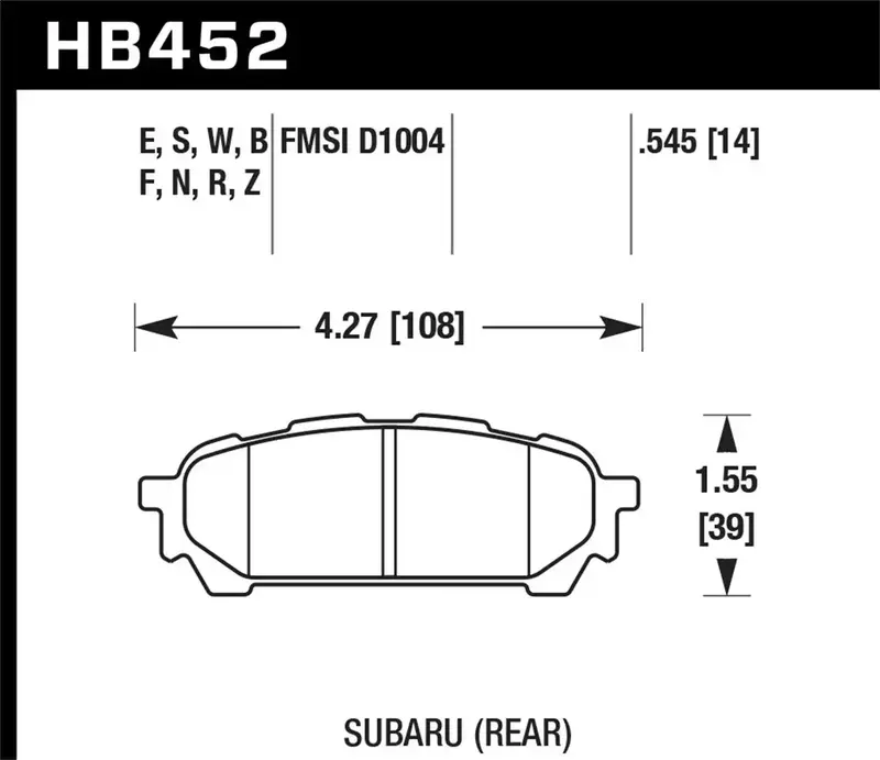 Hawk Performance Hb452N.545 Hp Plus High-Performance Brake Pads (0.545" Thickness) 1