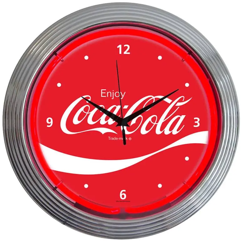 Neonetics Coca-Cola Neon Wall Clock – 8-Inch Round Led Illuminated Design 1