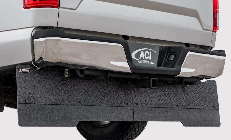 Rockstar Full-Width Tow Mud Flaps – H1020049 Model With Custom Exhaust Cutout 1